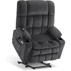MCombo Dual Motor Power Lift Recliner Chair with Massage and Heat for Big People, Fabric R7891 (Large-Wide)