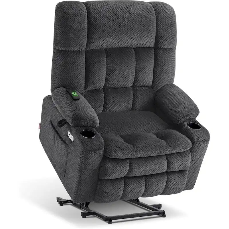 MCombo Dual Motor Power Lift Recliner Chair with Massage and Heat for Big People, Fabric R7891 (Large-Wide)