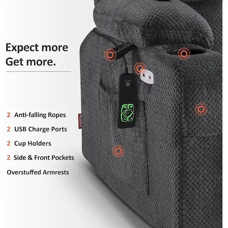 MCombo Dual Motor Power Lift Recliner Chair with Massage and Heat for Big People, Fabric R7891 (Large-Wide)