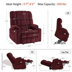 MCombo Dual Motor Power Lift Recliner Chair with Massage and Heat for Big People, Fabric R7891 (Large-Wide)