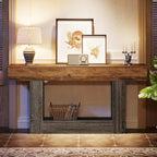 Farmhouse 2 Tiers Entryway Table, 63 Inches Console Table, Narrow Sofa Table