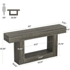 Farmhouse 2 Tiers Entryway Table, 63 Inches Console Table, Narrow Sofa Table