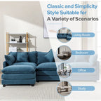Blue 112.2 Modern L-Shaped 4-Seat Sofa with Removable Ottoman