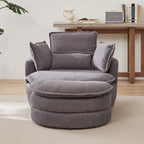 Oversized Swivel Barrel Chair with moon storage ottoman