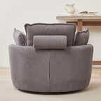 Oversized Swivel Barrel Chair with moon storage ottoman