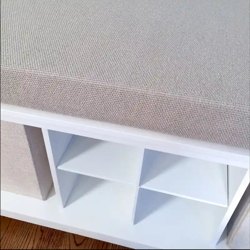 John Louis Home Solid Wood Entryway Bench with 4 Shoe Cubbies White