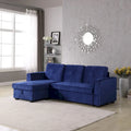 91-in. Velvet Reversible Convertible Storage Sectional/Sofa Sleeper