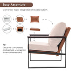 MCombo Modern Accent Chair with Upholstered Cushion, Faux Leather HQ304