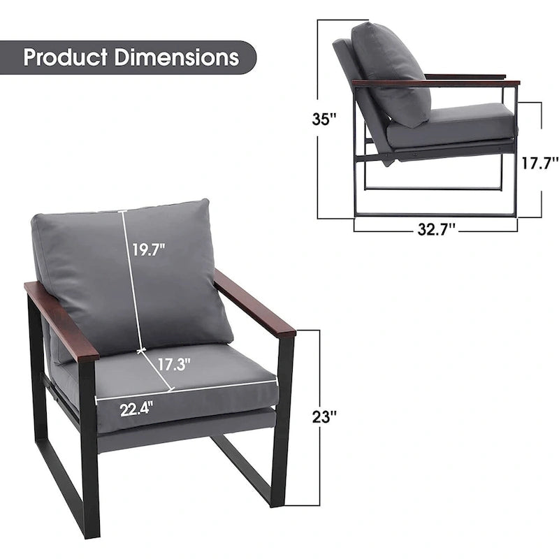 MCombo Modern Accent Chair with Upholstered Cushion, Faux Leather HQ304