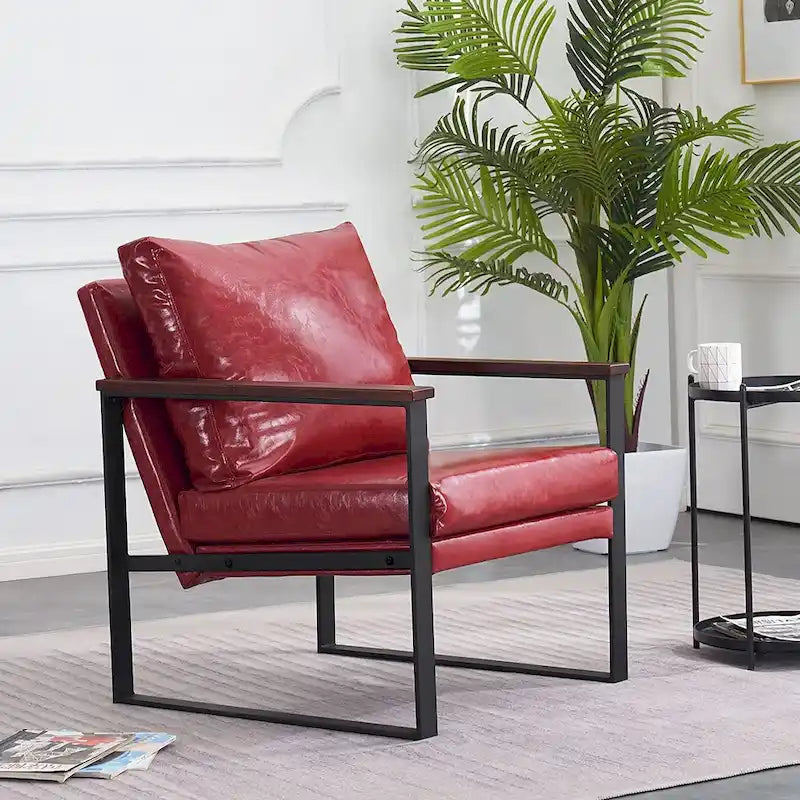 MCombo Modern Accent Chair with Upholstered Cushion, Faux Leather HQ304