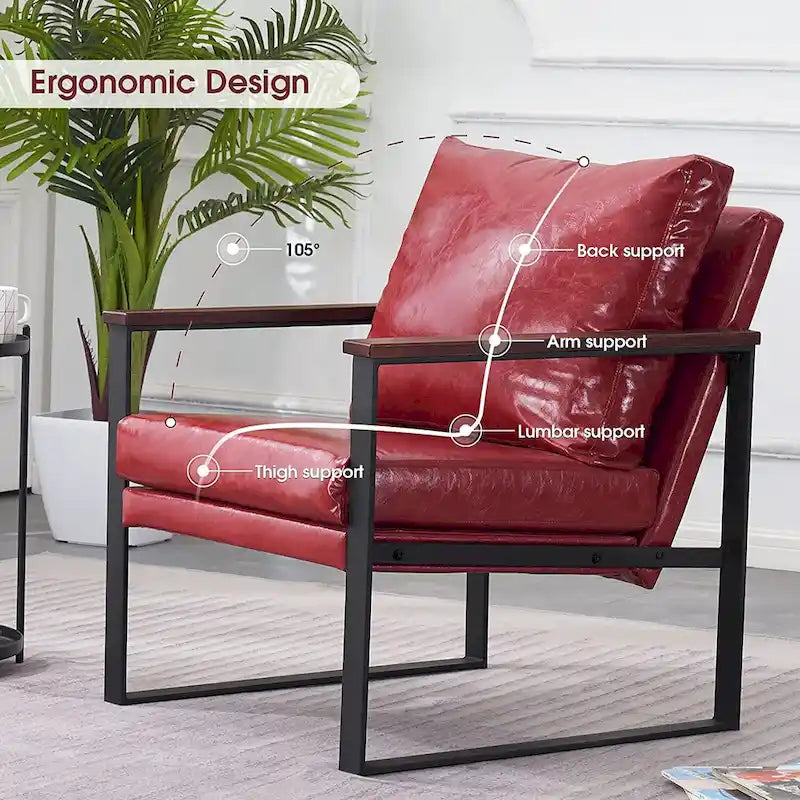 MCombo Modern Accent Chair with Upholstered Cushion, Faux Leather HQ304
