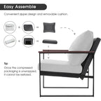 MCombo Modern Accent Chair with Upholstered Cushion, Faux Leather HQ304