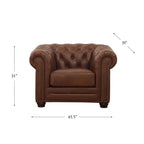 Hydeline Aliso Top Grain Leather Chesterfield Chair with Memory Foam and Springs