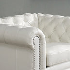 Hydeline Aliso Top Grain Leather Chesterfield Chair with Memory Foam and Springs