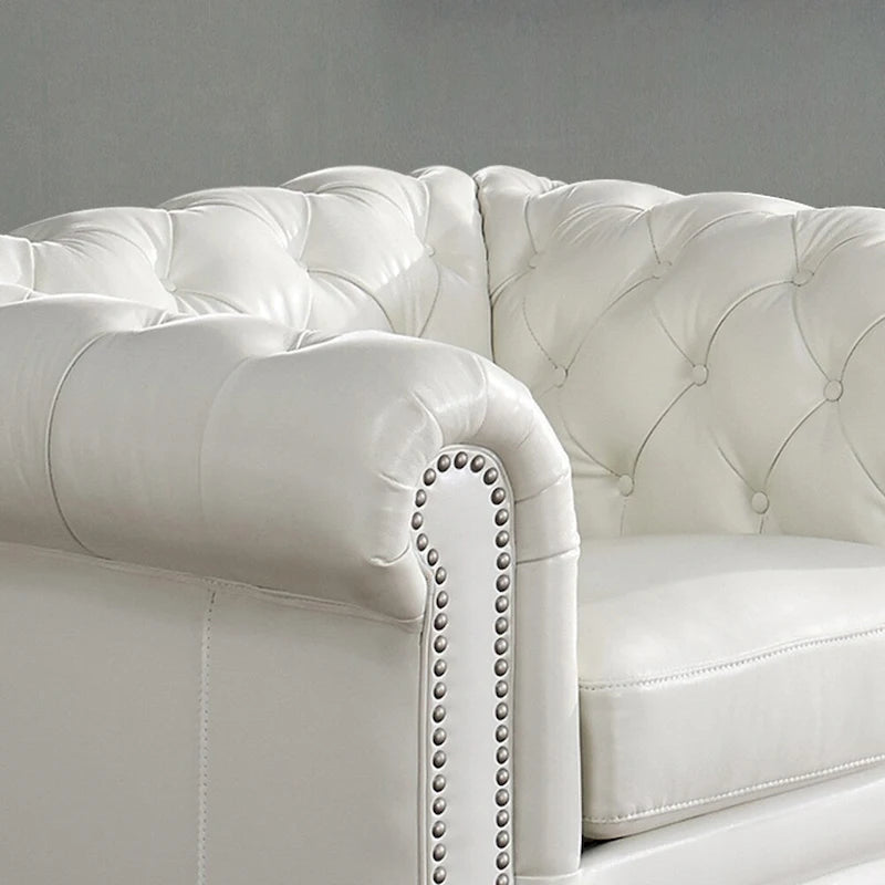 Hydeline Aliso Top Grain Leather Chesterfield Chair with Memory Foam and Springs