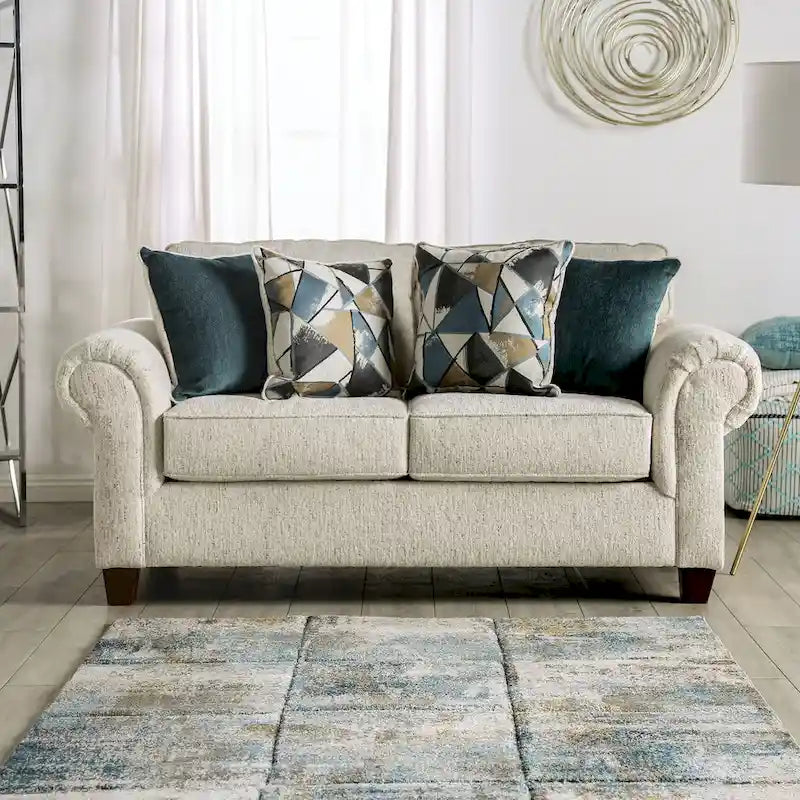 Mecia Transitional Chenille Rolled Arms 2-Piece Sofa Set by Furniture of America