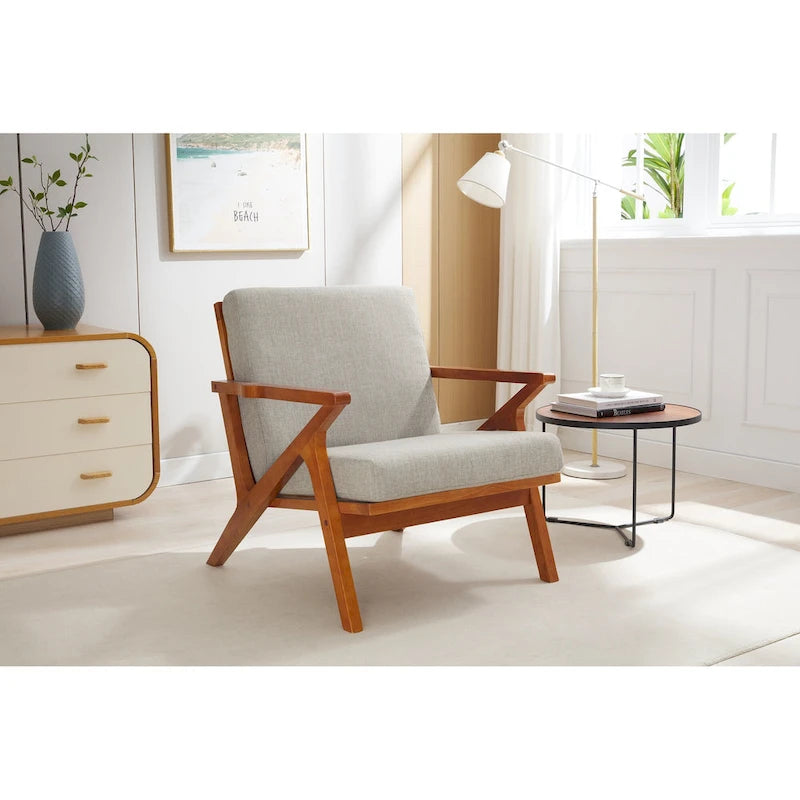 Porthos Home Clia Fabric Accent Chair with Rubberwood Frame, Removable Cushions