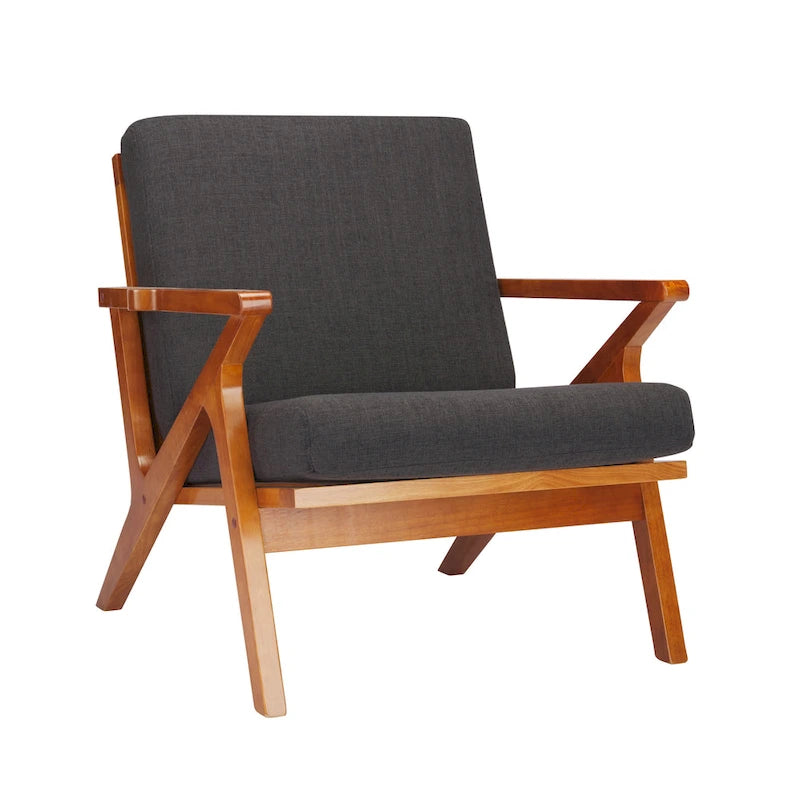 Porthos Home Clia Fabric Accent Chair with Rubberwood Frame, Removable Cushions