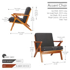 Porthos Home Clia Fabric Accent Chair with Rubberwood Frame, Removable Cushions