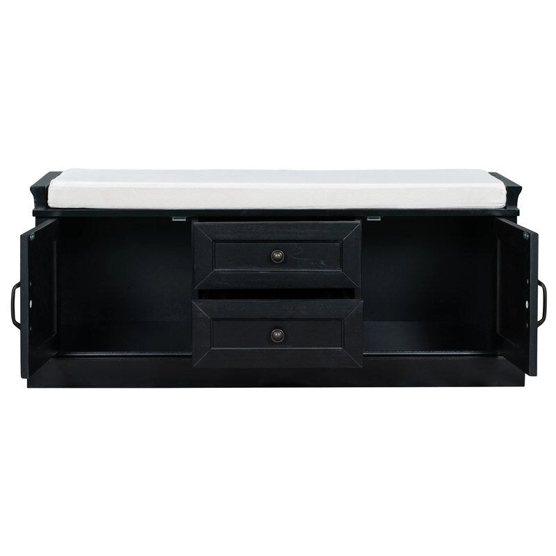 Storage Bench with 2 Drawers and 2 Cabinets