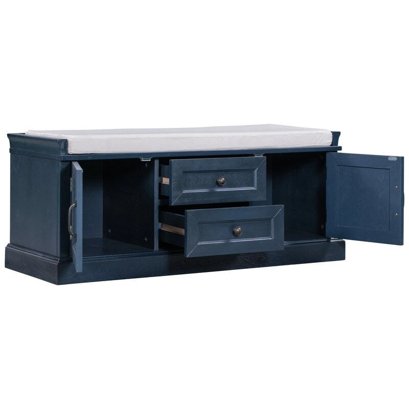 Storage Bench with 2 Drawers and 2 Cabinets