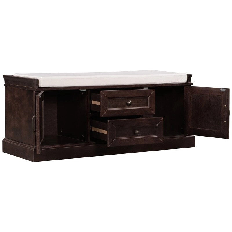 Storage Bench with 2 Drawers and 2 Cabinets