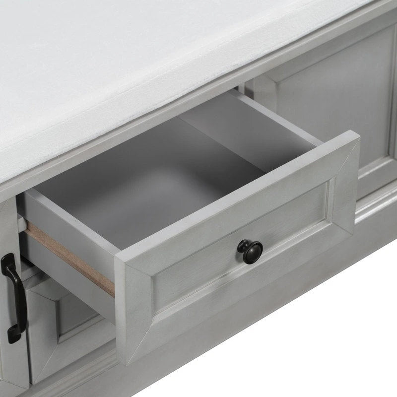 Storage Bench with 2 Drawers and 2 Cabinets