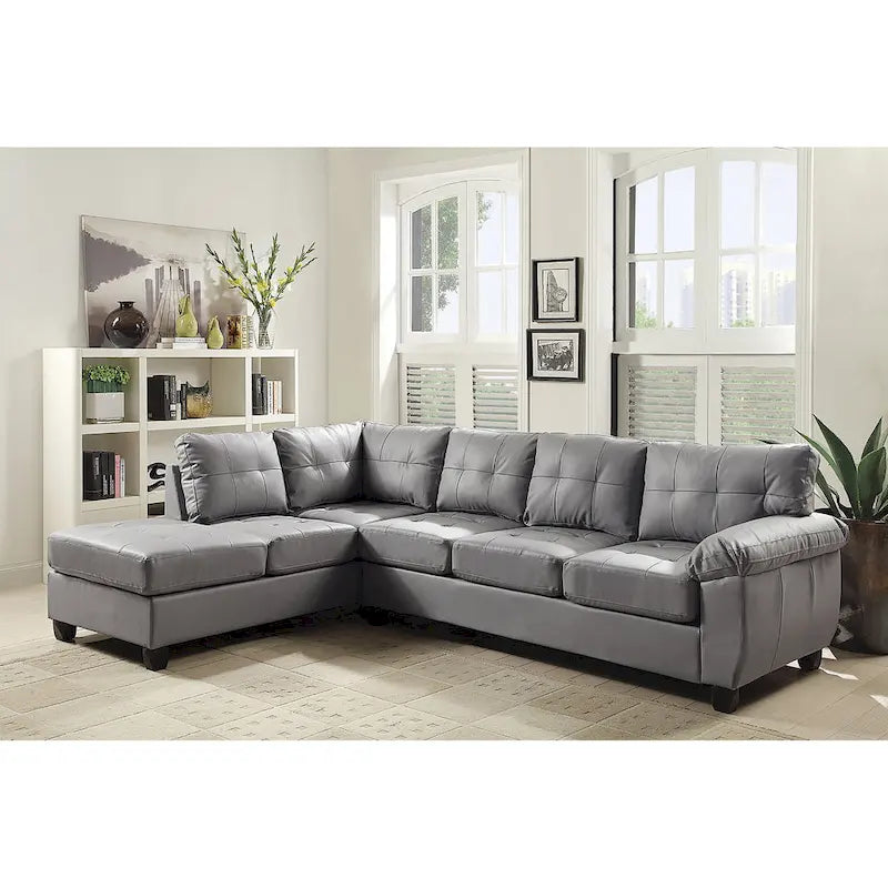 Gallant 111 in. W 2-piece Faux Leather L Shape Sectional Sofa - 78L x 111W x 32H
