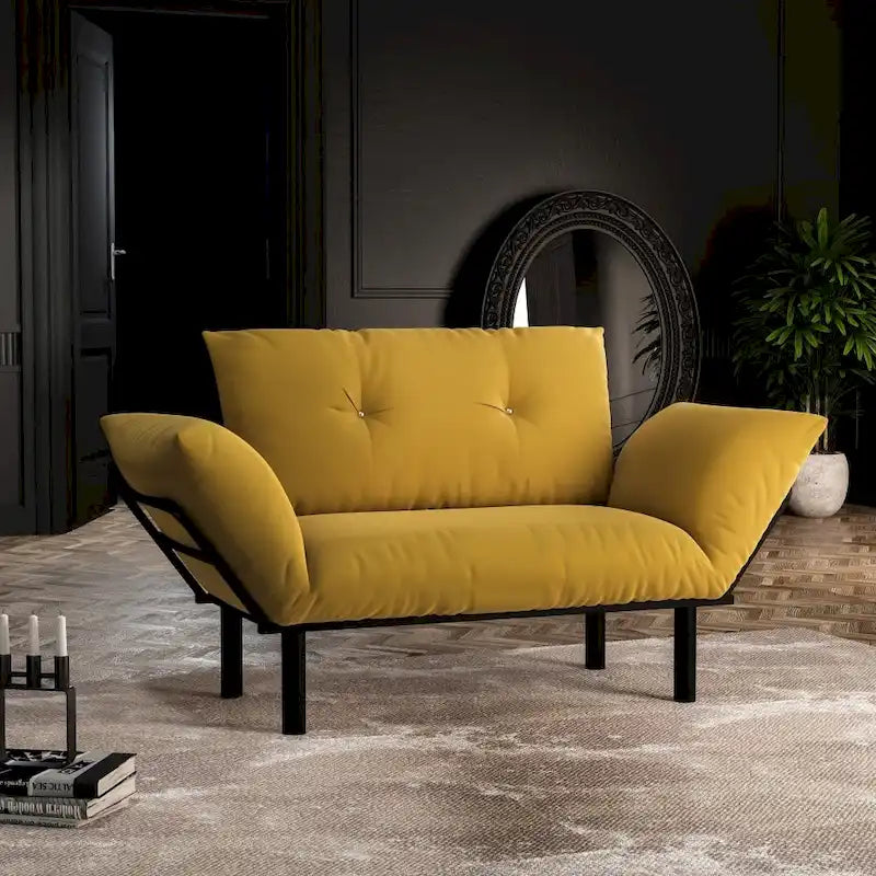 Haydar Extra-wide Modern Loveseat with Metal Legs