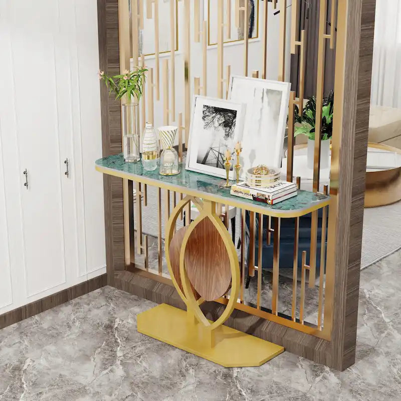 48 Modern Console Marble Table with Gold Base Entryway Living Room - 48x12x31
