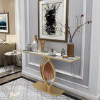 48 Modern Console Marble Table with Gold Base Entryway Living Room - 48x12x31