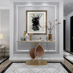 48 Modern Console Marble Table with Gold Base Entryway Living Room - 48x12x31