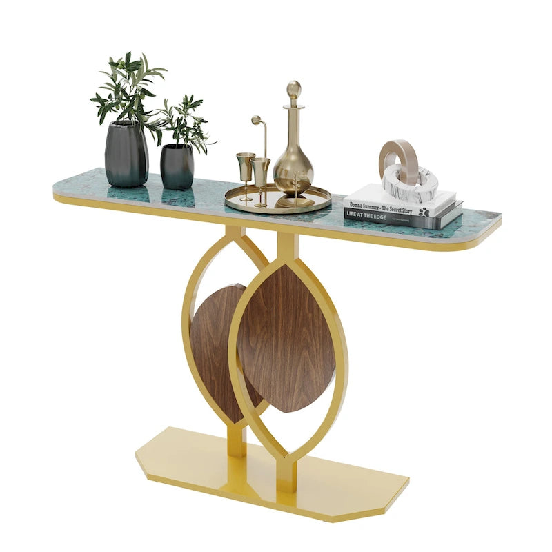 48 Modern Console Marble Table with Gold Base Entryway Living Room - 48x12x31