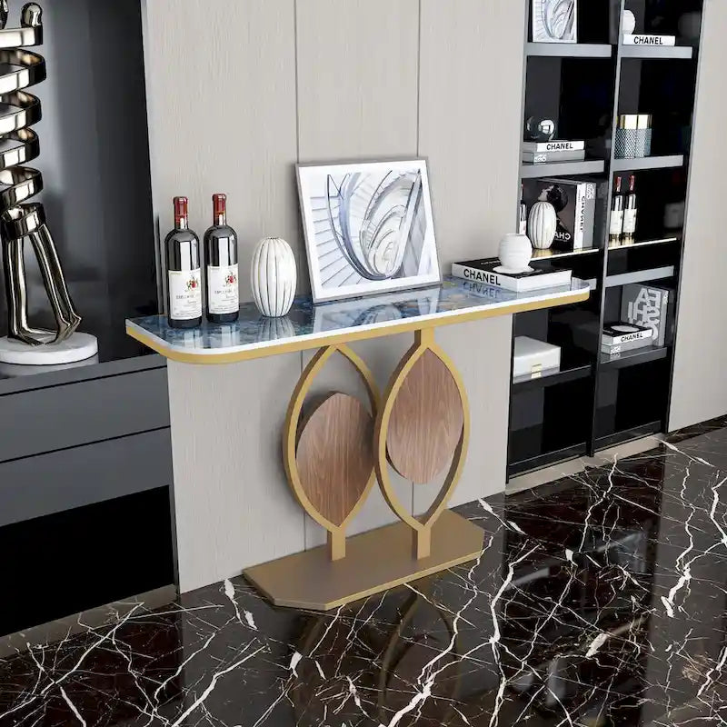 48 Modern Console Marble Table with Gold Base Entryway Living Room - 48x12x31