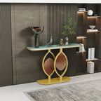 48 Modern Console Marble Table with Gold Base Entryway Living Room - 48x12x31