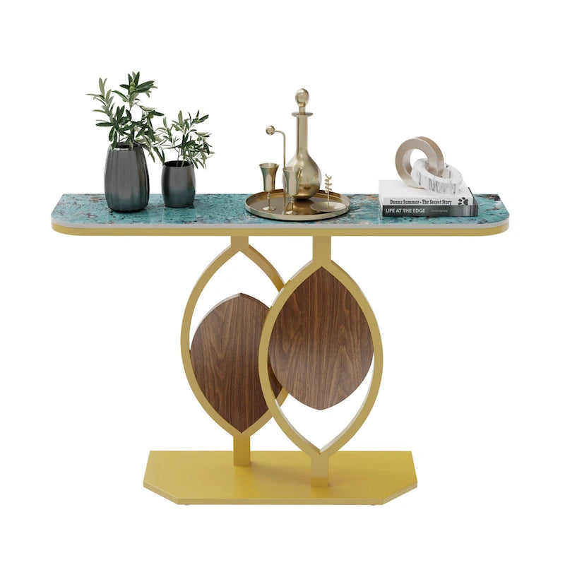 48 Modern Console Marble Table with Gold Base Entryway Living Room - 48x12x31