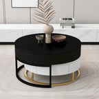 Modern Round Lift-top Nesting Coffee Tables with 2 Drawers