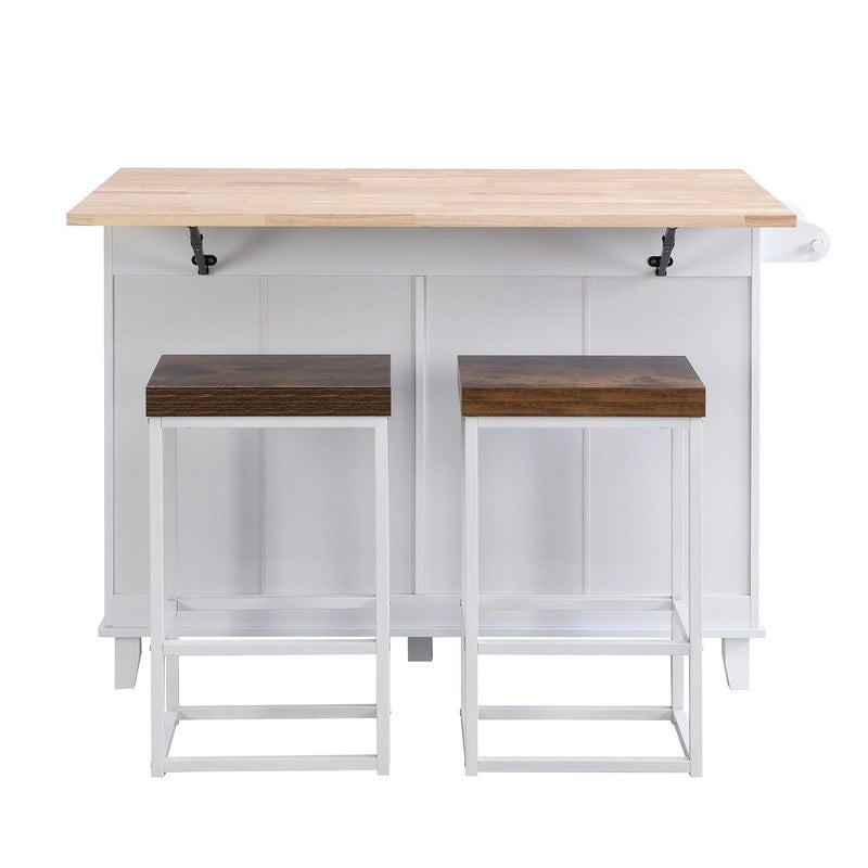 Kitchen Island Set with Drop Leaf and 2 Seatings