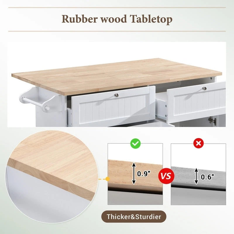 Kitchen Island Set with Drop Leaf and 2 Seatings