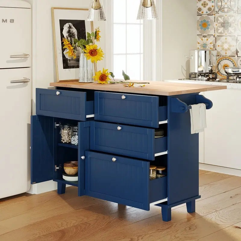 Kitchen Island Set with Drop Leaf and 2 Seatings
