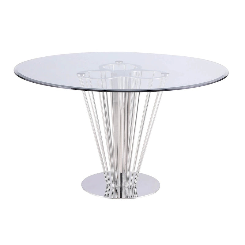 Somette Fiona Round Dining Table with Pedestal Base - Silver