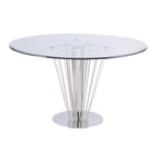Somette Fiona Round Dining Table with Pedestal Base - Silver