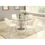 Somette Fiona Round Dining Table with Pedestal Base - Silver
