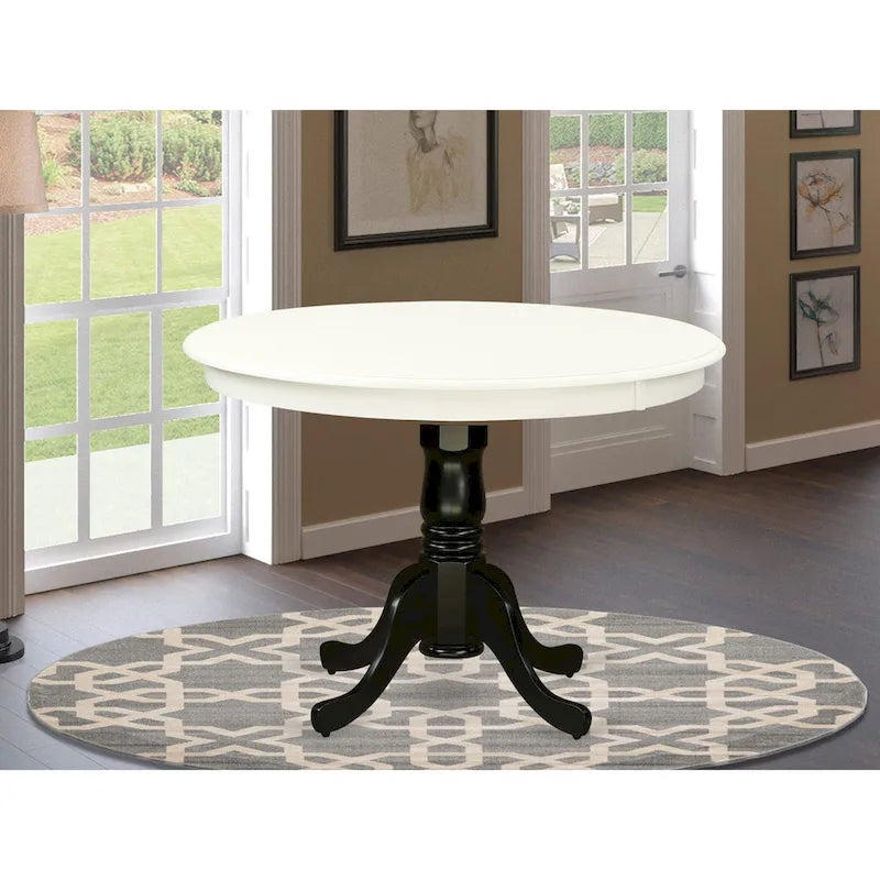 East West Furniture Hartland Kitchen Table - a Round Dining Table Top with Pedestal Base(Finish Options)