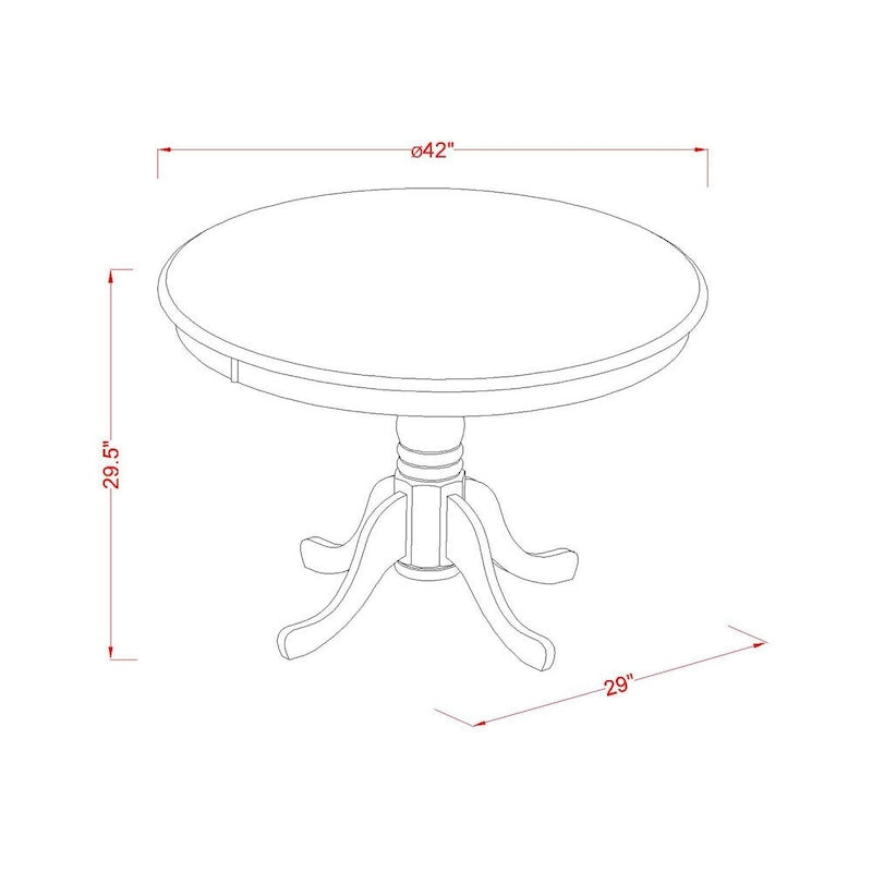East West Furniture Hartland Kitchen Table - a Round Dining Table Top with Pedestal Base(Finish Options)