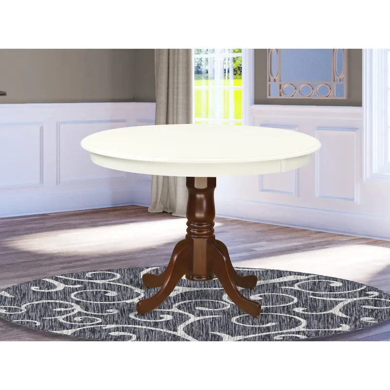 East West Furniture Hartland Kitchen Table - a Round Dining Table Top with Pedestal Base(Finish Options)