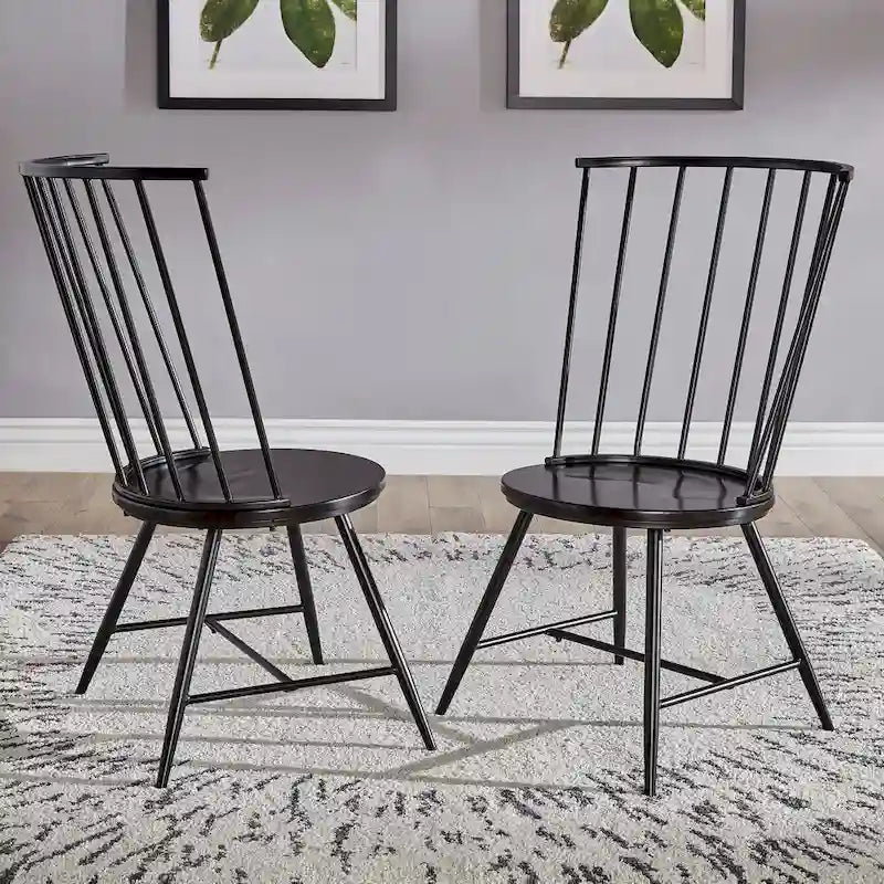 Truman High Back Metal and Wood Spindle Dining Chair (Set of 2) by iNSPIRE Q Modern