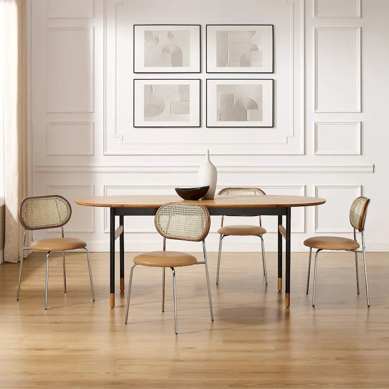 Art Leon Cane Back Faux Leather Upholstered Dining Chair (Set of 2)