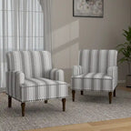 Set of 2 Traditional Upholstered Stripe Accent Chair for Living Room