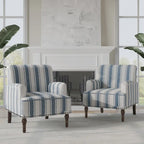 Set of 2 Traditional Upholstered Stripe Accent Chair for Living Room